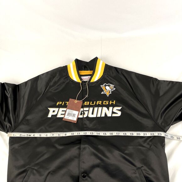 New Mens Mitchell And Ness Pittsburgh Penguins Satin Bomber Jacket Sz L NWT - Picture 8 of 10